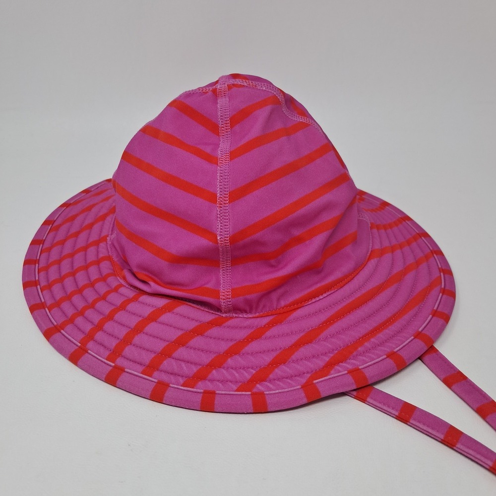 Hanna Andersson Kids Small S 12-24M Pink Red Striped UPF 50 Swim Sun Hat 67449